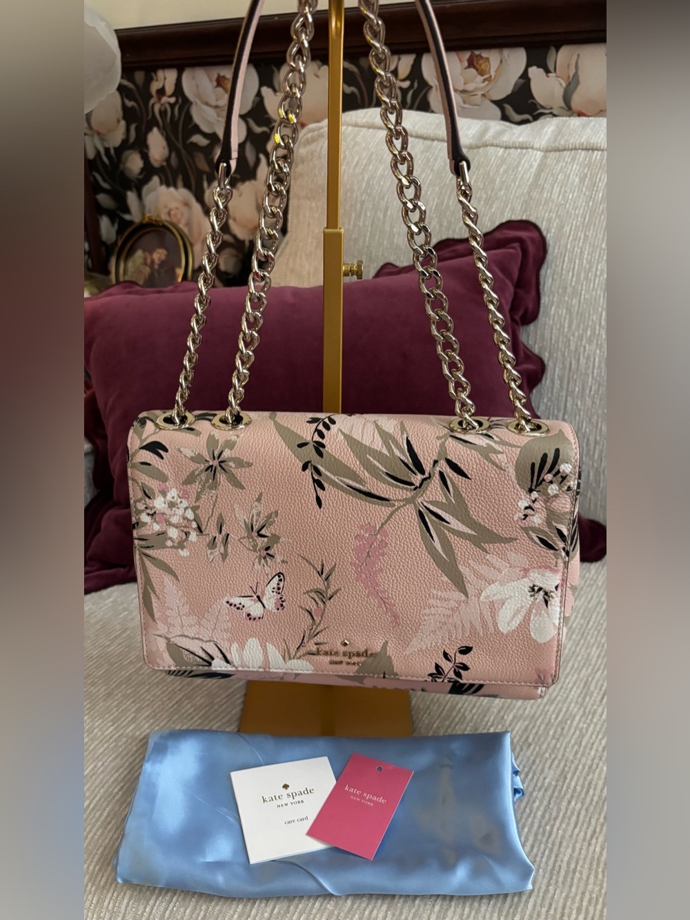 Kate Spade Briar Lane Botanical Emelyn Floral Leather Chain Shoulder Crossbody